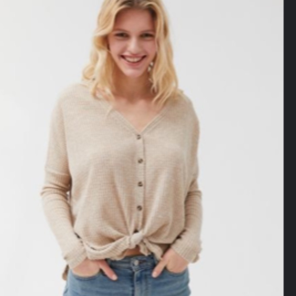 Urban outfitters out from under jojo oversized thermal button front top